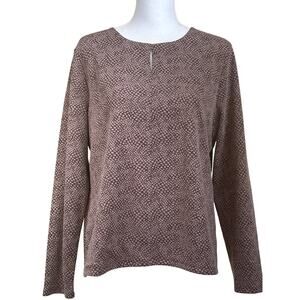 Talbots top, brown, neutral, minimalist, earthy, fall layering, pebble print